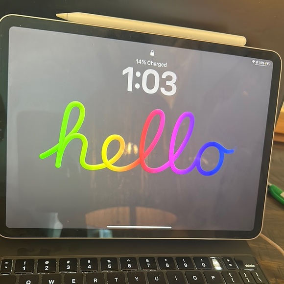 Apple Tablet with Black Keyboard and White Stylus